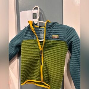 L.L.Bean Colorblock Quilted Kids Jacket in Teal, Green & Yellow 4t boy